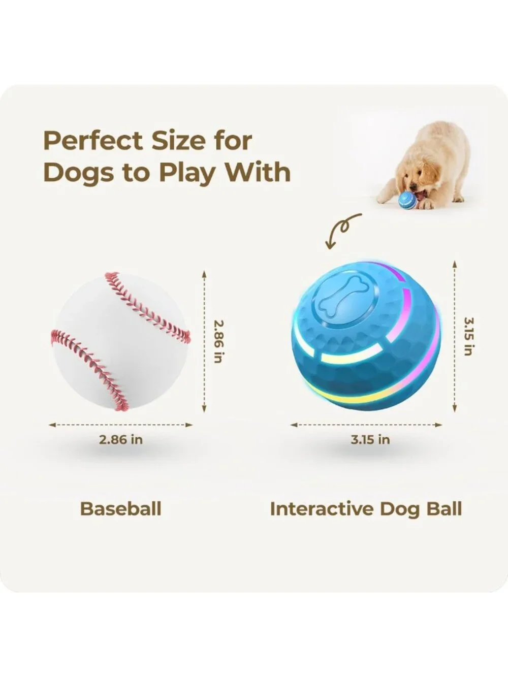 Interactive Automatic Dog Balls with LED Lights - Fun Toy for All Dog Sizes
